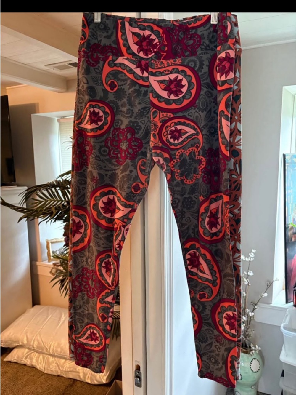 2 Pairs of LuLaroe tall curvy Paisley Print shown & Rust flowers see pic